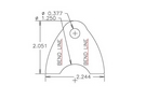 4130 1/8" THK, 3/8" HOLE, 3/16" HT, 1 1/4 TUBE, BENT CHASSIS TAB - QTY 20